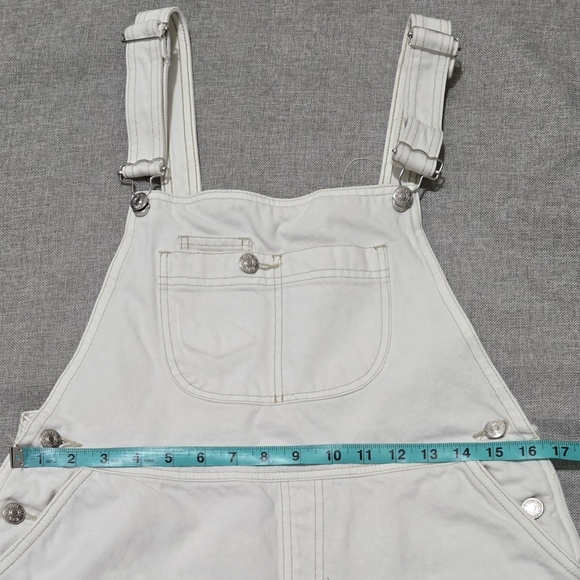 ZARA White Denim Shorts Overalls Size Medium - Picture 11 of 13